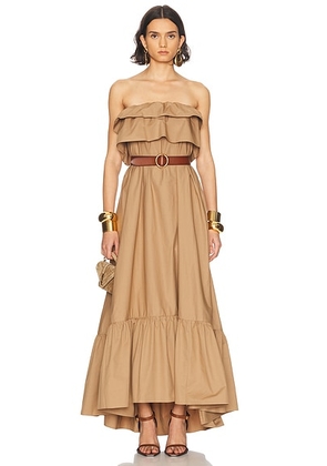 Saint Laurent Strapless Maxi Dress in Cannelle - Brown. Size 38 (also in 36).