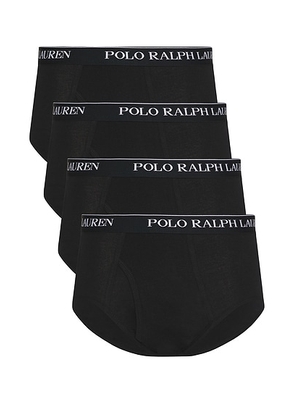 Polo Ralph Lauren Mid Rise Brief 4 Pack in Polo Black - Black. Size S (also in L, XL/1X, XXL/2X).