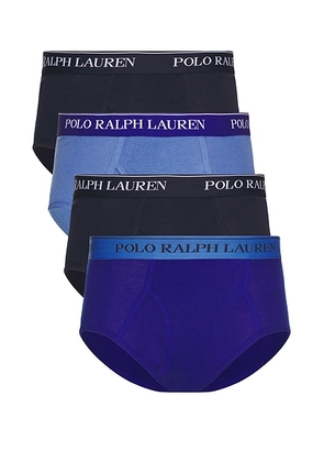 Polo Ralph Lauren Mid Rise Brief 4 Pack in Resort Blue  Rugby Royal  & 2 Cruise Navy - Blue. Size M (also in L, XL/1X, XXL/2X).