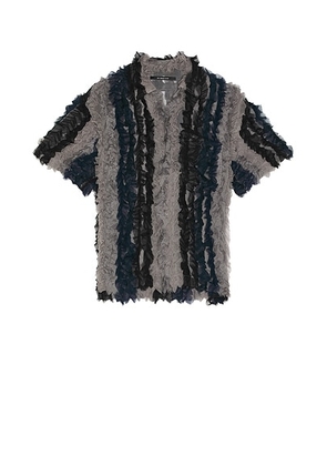 Song for the Mute Box Shirt in Navy - Grey. Size 48 (also in 46, 50).