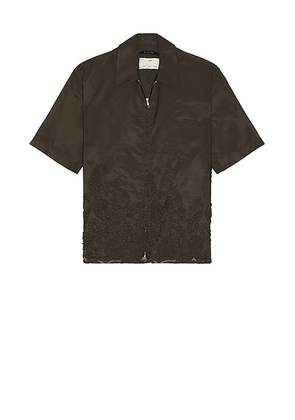 Song for the Mute Zip Up Box Shirt in Deep Green - Dark Green. Size 48 (also in 46, 52).