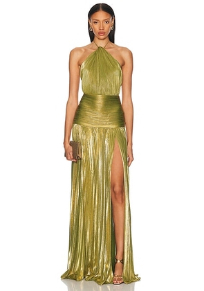 Retrofete Thalia Dress in Metallic Peridot - Green. Size M (also in L, S).