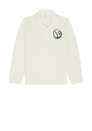 Palmes Knitted Rugby Shirt in Off-White - White. Size XL/1X (also in S).