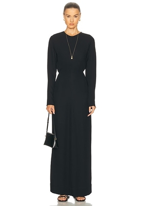 Toteme Long Sleeve Slouch Waist Dress in Black - Black. Size 40 (also in 32, 34).
