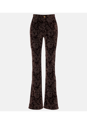 Chloe Floral high-rise velvet straight pants