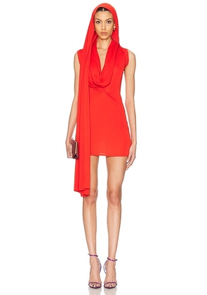 Sid Neigum Cape Cowl Mini Dress in Red - Red. Size M (also in L, S, XS).