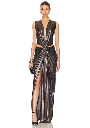 Sid Neigum Floor Length Knot Dress in Metallic Espresso - Brown. Size S (also in M, XS).