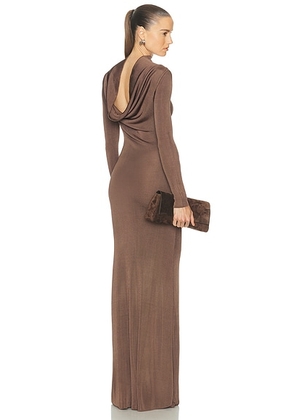SRG Sylveeah Draped Cowl Gown in Dark Mushroom - Grey. Size S (also in L, M, XS, XXS).