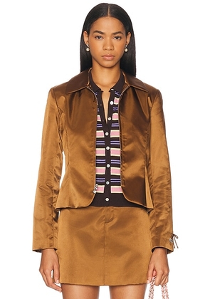 Sandy Liang Annecy Jacket in Brown - Brown. Size S (also in L, XS).