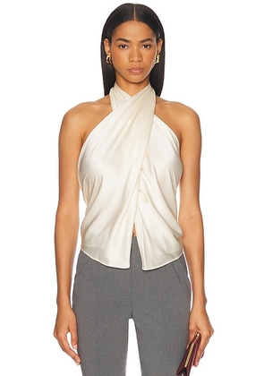 The Sei Cross Wrap Halter Top in Cream - Cream. Size 8 (also in 6).