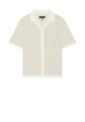 Rag & Bone Zig-Zag Avery Short Sleeve Shirt in Ivory - Cream. Size M (also in ).