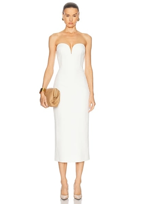 SANS FAFF Evening Sweetheart Neckline Midi Dress in White - White. Size S (also in L, XS).