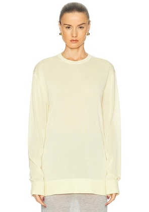 Toteme Long Sleeve Tee Knit Sweater in Straw - Lemon. Size S (also in XS, M).
