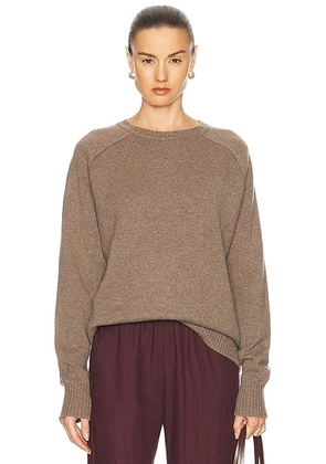 SPRWMN Classic Crew Sweater in Walnut - Tan. Size M (also in L, S).