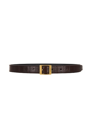 Saint Laurent Fine Ceinture Rectangle Belt in Scotch Brown & Dark Scotch Brown - Chocolate. Size 80 (also in 85, 90).