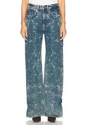 RABANNE Straight Leg Jeans in Acid Water Green - Blue. Size 25 (also in 24, 26).