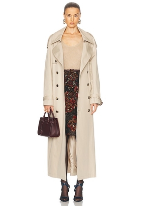 Saint Laurent Long Trench Coat in Beige Clair - Beige. Size 38 (also in ).