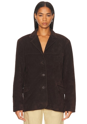 Staud Corrine Leather Jacket in Espresso - Chocolate. Size M (also in S, L).