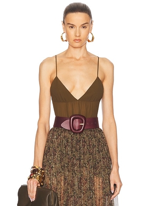 Saint Laurent Camisole Top in Vert Kaki - Brown. Size 36 (also in 40).