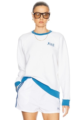 Sporty & Rich Runner Soft Crewneck Sweatshirt in White - White. Size XL (also in ).