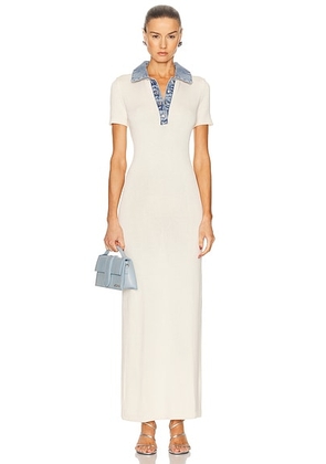 SEROYA Reye Maxi Dress in Eggshell & Coastline - Cream. Size S (also in XS, M, L, XL).