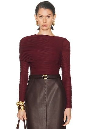 Ronny Kobo Zarina Bodysuit in Port - Burgundy. Size XS (also in ).