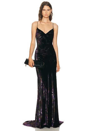 Ralph Lauren Collection Shayna Gown in Black & Aubergine Multi - Black. Size 2 (also in 4).
