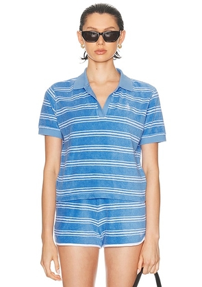 Sporty & Rich Terry Polo Top in Juniper - Blue. Size M (also in ).