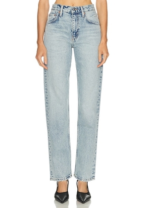 RE/DONE Blondie Straight Jeans in Ripped Tide - Blue. Size 27 (also in 28, 30, 32).
