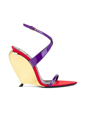 Saint Laurent Gippy Wedge Sandal in Acinus Violet - Purple. Size 36.5 (also in 36, 37).
