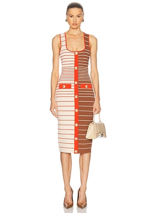 Retrofete Lyle Dress in Multi - Cream,Brown. Size S (also in XS, M).