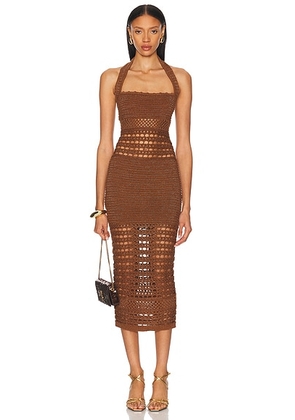 Retrofete Jaycee Dress in Sepia & Bronze - Brown. Size M (also in L).