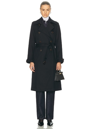 RENGGLI Trench Coat in Ink - Black. Size S (also in M, L).