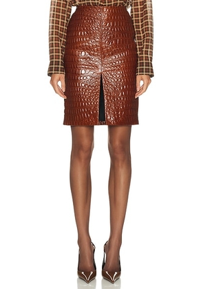 Saint Laurent Mini Skirt in Rust Brown & Brown - Cognac. Size 34 (also in 38, 40).