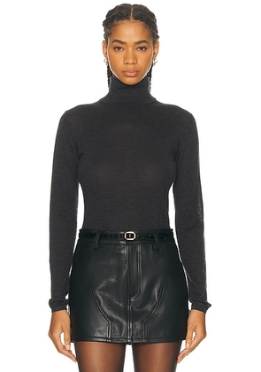 RENGGLI Cashmere Silk Fitted Turtleneck Sweater in Licorice - Black. Size M (also in XS, S, L, XL).