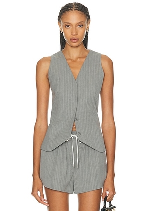 St. Agni Pinstripe Wool Vest in Grey Pinstripe - Grey. Size S (also in L).