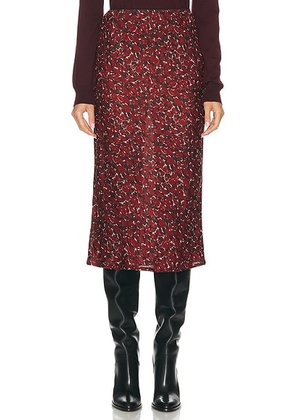 Saint Laurent Midi Skirt in Craie Rouge Noir - Red. Size 36 (also in 38, 40).