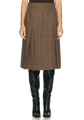 Saint Laurent Midi Skirt in Creme Noir Roux - Brown. Size 38 (also in 34, 40).
