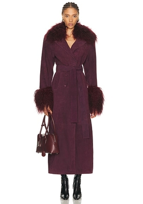 Retrofete Britta Coat in Port in Bordeaux - Burgundy. Size L (also in S, XS).