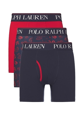 Polo Ralph Lauren 3 Pack Boxer Brief in Cruise Navy  Red Tossed Emblem Print  & Rl2000 Red - Navy,Red. Size S (also in L).
