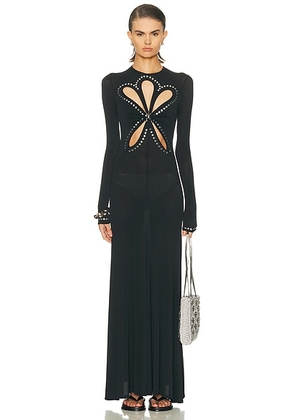 RABANNE Flower Cut Out Long Dress in Black - Black. Size 40 (also in ).