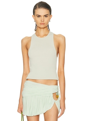 St. Agni Sculpted Knit Tank Top in Silver - Metallic Silver. Size S (also in L).