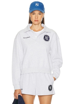 Sporty & Rich X NY Yankees World Series Polo Sweater in Heather Gray - Grey. Size XL (also in ).