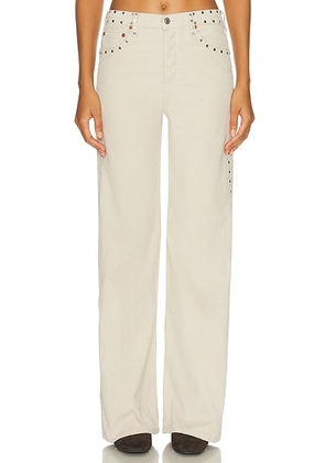 RE/DONE High Rise Wide Leg Jeans in Vintage Pearl Stud - Taupe. Size 24 (also in 25, 27, 28, 29, 30, 31).