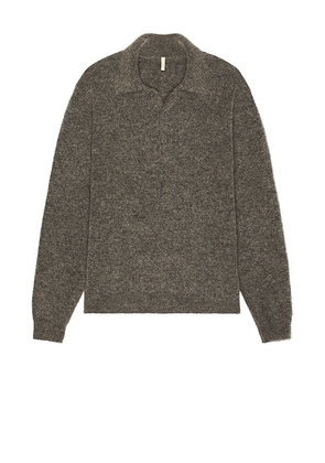 Sunflower Mohair Polo in Grey Melange - Grey. Size S (also in XL/1X).