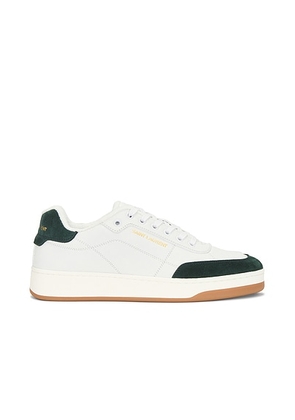 Saint Laurent SL61 Low Top Sneaker in White & Bottle Green - White. Size 43 (also in 42, 45).