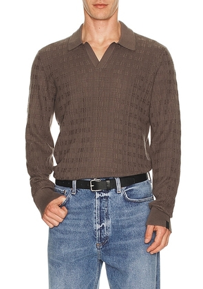 Rag & Bone Harvey Plaid Johnny Collar Polo in Brown - Brown. Size L (also in M, S, XL/1X).