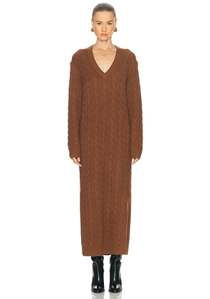Polo Ralph Lauren V-Neck Sweater Dress in Gingerbread Brown Melange - Brown. Size S (also in M).