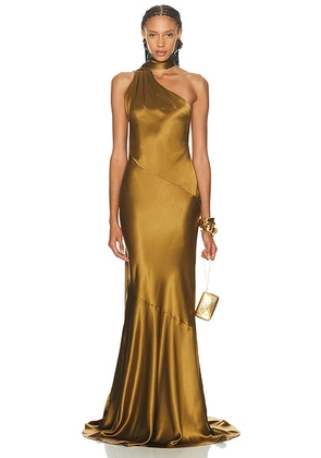 Retrofete Kelsa Dress in Ochre - Olive. Size M (also in L, S, XL, XS).