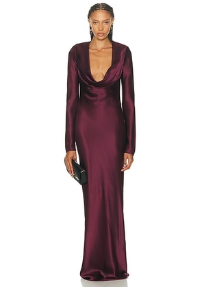 SANS FAFF Anna Cowl Evening Dress in Bordeaux - Burgundy. Size M (also in S, XS).